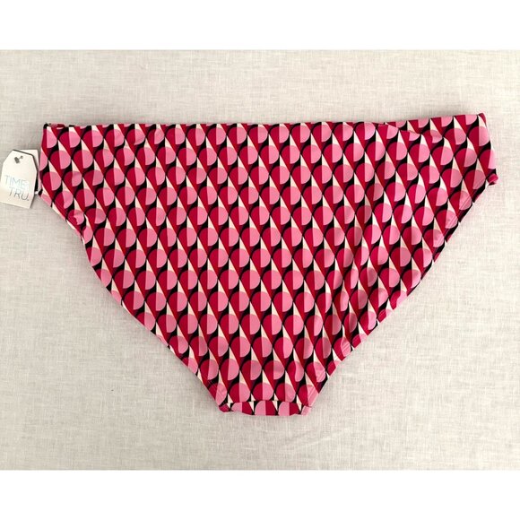 Time And Tru 3X Mid-Rise Bikini Bottoms Pink Geometric Print Recycled Fabric - Picture 5 of 5
